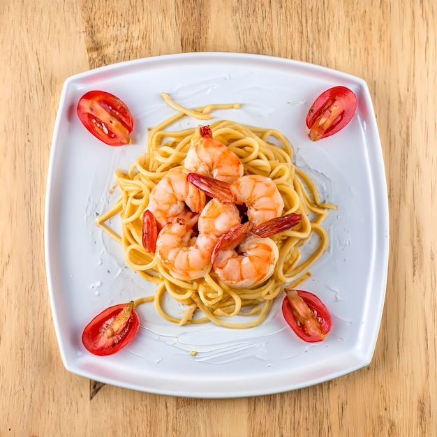 spaghetti con gamberetti cibo italiano