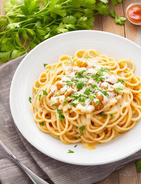 spaghetti con salsa bianca