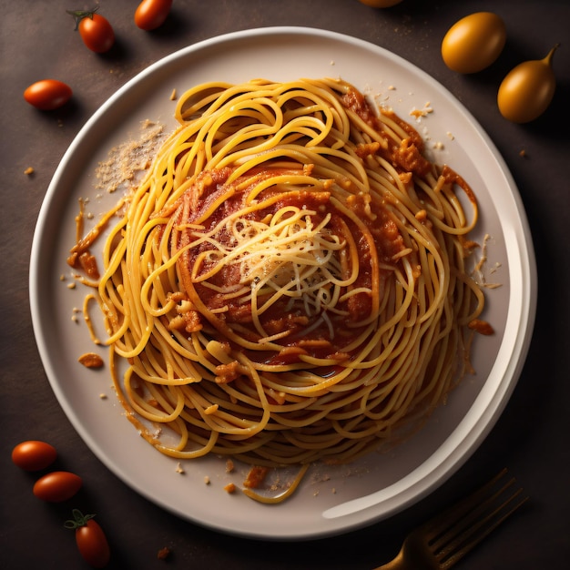 Spaghetti su un piatto bianco