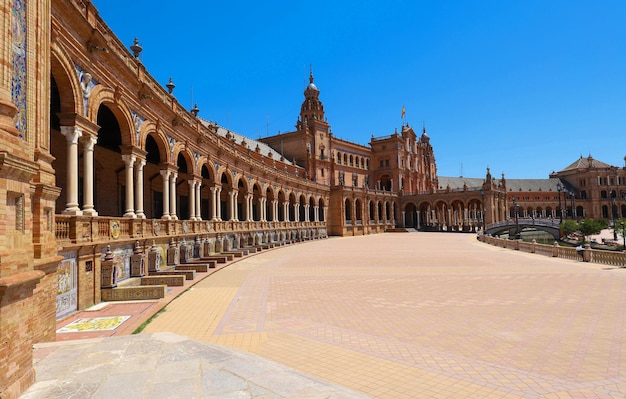 Spagna SquarePlaza de Espana si trova nel Parco pubblico Maria Luisa a Siviglia, in Spagna