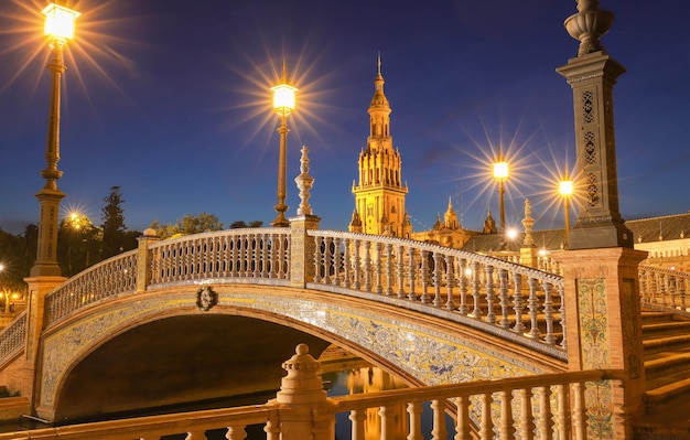 Spagna SquarePlaza de Espana si trova nel Parco pubblico Maria Luisa a Siviglia, in Spagna