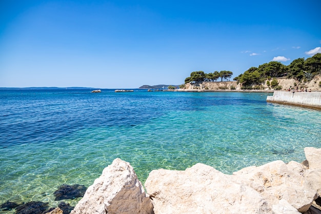 Spalato Croazia. Vista della spiaggia di Firule sul mare Adriatico