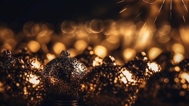 Sparkling Luxury Gold Glitter Bokeh Sparkles and Particles Generative AI