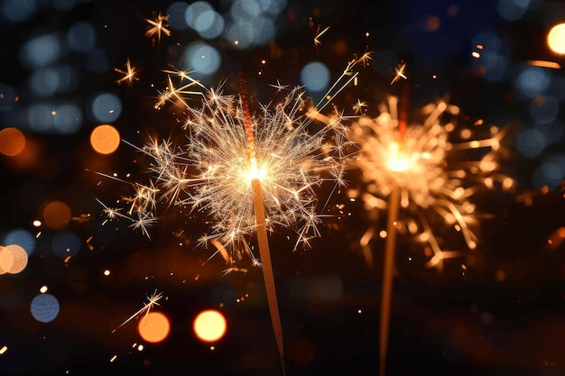 Sparkling Sparklers e Bokeh Lights in primo piano generativo AI