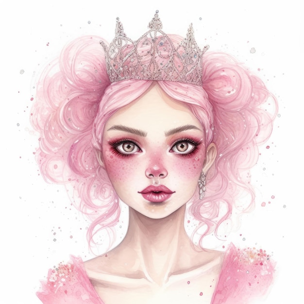 Sparkly Pink Princess Design su sfondo bianco