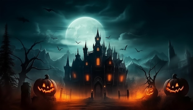 spaventoso castello infestato sfondo di halloween