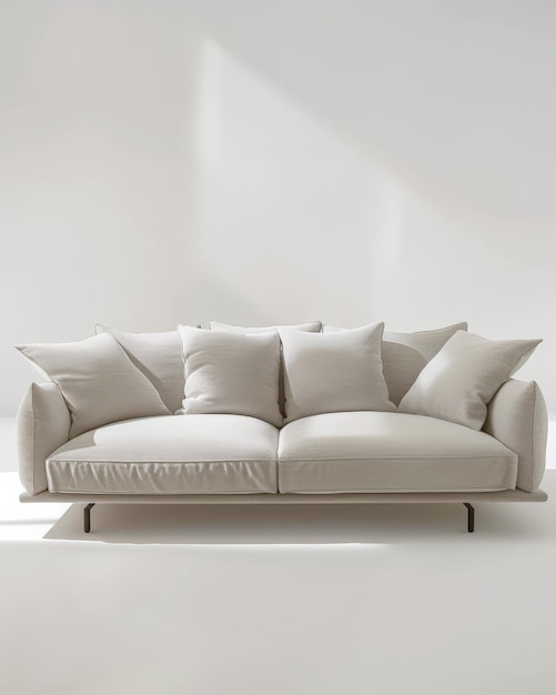 Spazi di vita minimalisti contemporanei basati su una composizione di divano