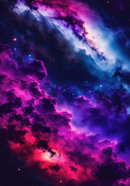 Spazio colorato pieno di stelle e nuvole Galassia in uno spazio libero Campo stellare nello spazio una nebulosa e una congestione di gas AI generativa