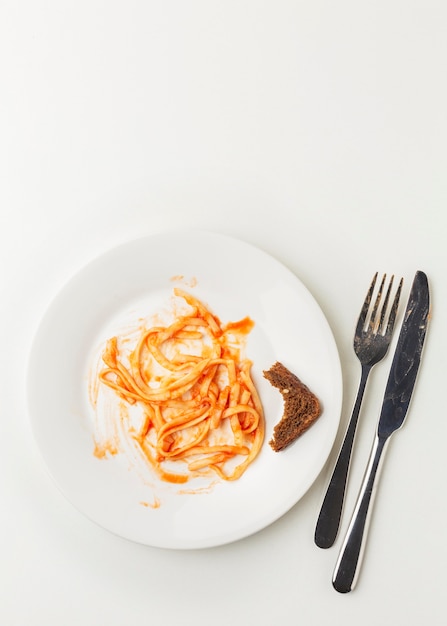 Spazio della copia della pasta degli spaghetti sprecato rimanente