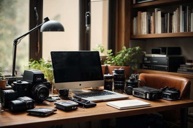 Spazio di lavoro pulito e ordinato con il laptop