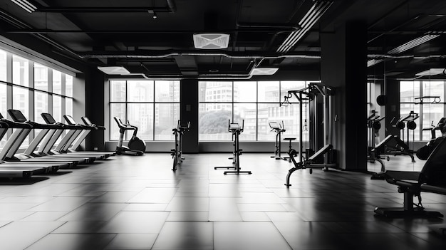 Spazio di palestra in scala di grigio