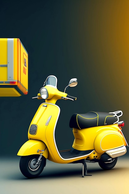 Spazio giallo della copia dello scooter di consegna. - Genera dall'IA generativa