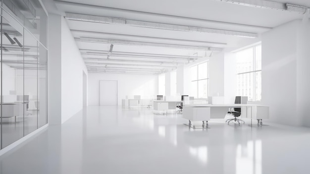 Spazio vuoto bianco nell'interno professionale dell'ufficio affari luminoso Generativo AI AIG18