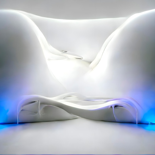 Spazio vuoto futuristico Pulisci lo sfondo astratto 3D minimalista con luce al neon