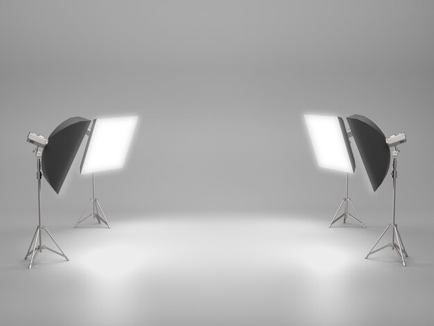 Spazio vuoto per spettacolo prodotto con light box in studio room.