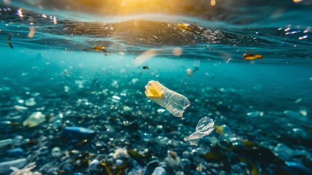 Spazzatura di plastica nell'oceano