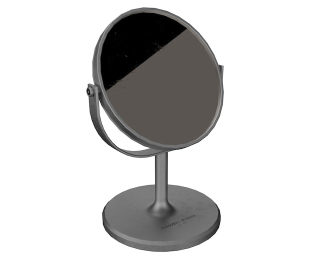 Specchio di tabella di rendering 3D isolato su sfondo bianco