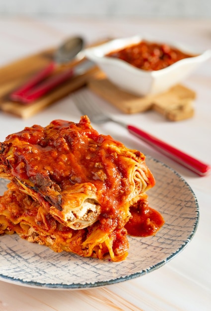 Specialità gastronomiche lasagne di pasta al forno italiana