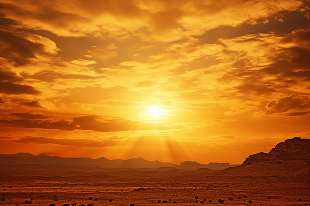 Spectacolare tramonto che getta un caldo bagliore sui campi di girasoli