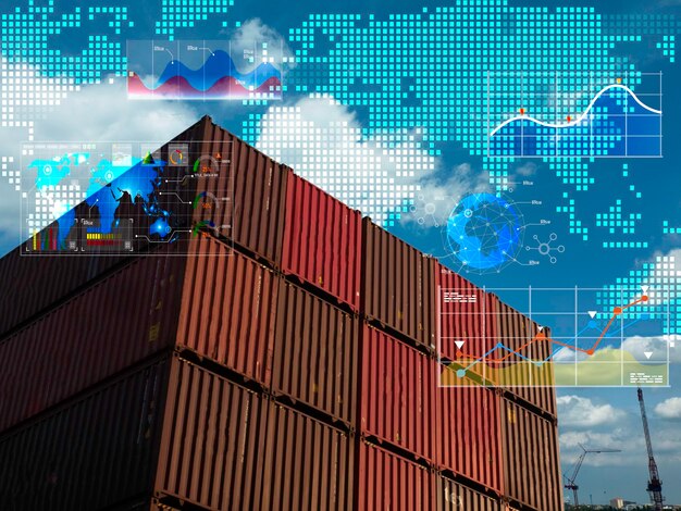 Spedizione di container cargo logistica industria del trasporto di scatole logistica globale import export financia