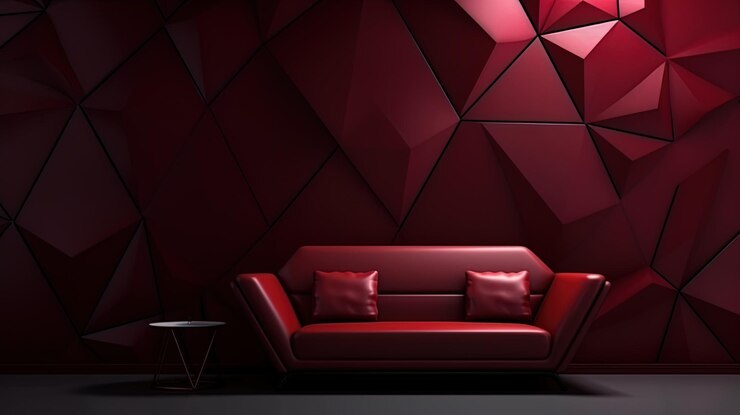 Spettacolare carta da parati rosso scuro con un disegno geometrico