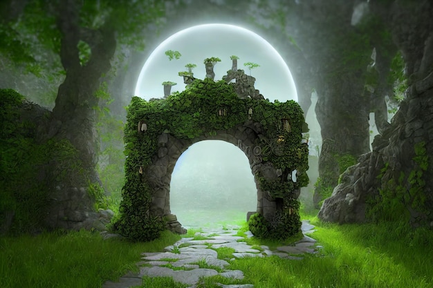 Spettacolare scena fantasy con copertura ad arco a portale