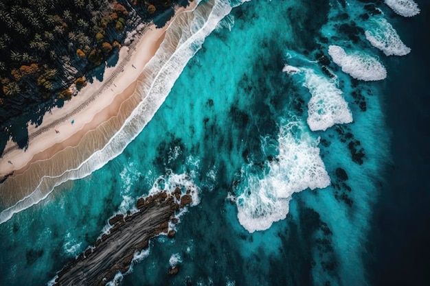 Spettacolare veduta aerea di una spiaggia serena per il concetto di relax e tranquillità