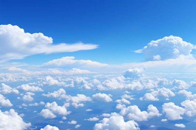 Spettacolare vista aerea che si alza attraverso maestosi cieli blu sopra magnifiche nuvole