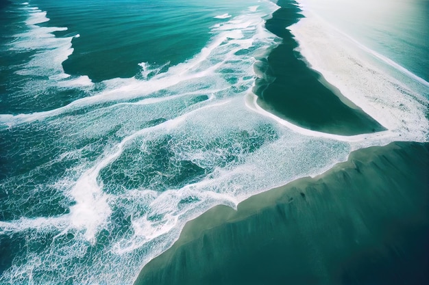Spettacolare vista aerea dall'alto foto di sfondo di spruzzi d'acqua di mare dell'oceano