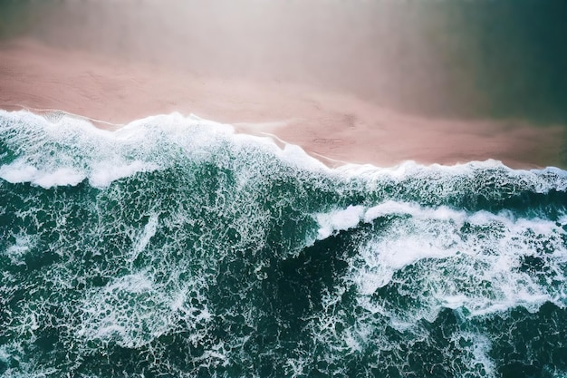 Spettacolare vista dall'alto dalla foto del drone della bellissima spiaggia rosa