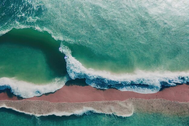 Spettacolare vista dall'alto dalla foto del drone della bellissima spiaggia rosa