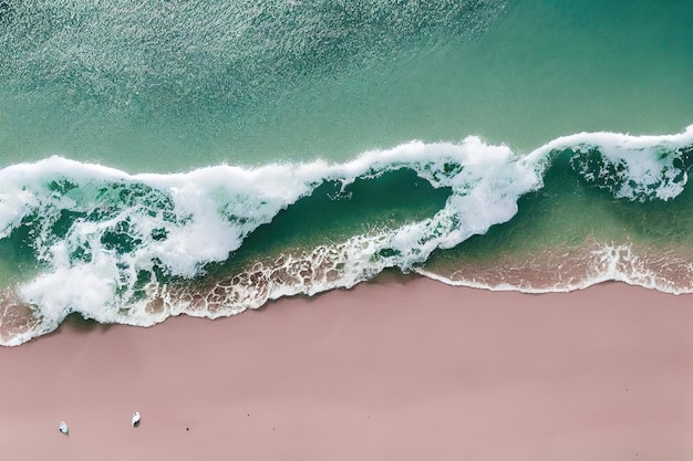 Spettacolare vista dall'alto dalla foto del drone della bellissima spiaggia rosa