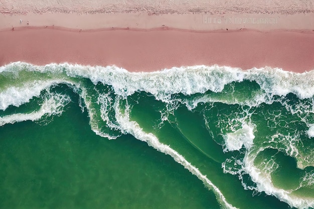 Spettacolare vista dall'alto dalla foto del drone della bellissima spiaggia rosa