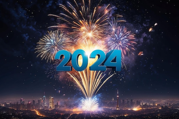 Spettacolari fuochi d'artificio di Capodanno illuminano il cielo notturno del 2025