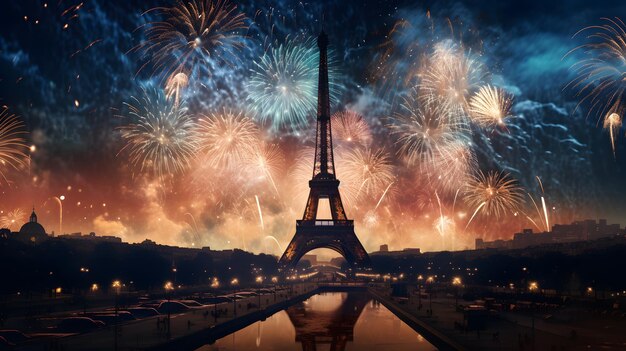 Spettacoli di fuochi d'artificio alla vigilia di Capodanno Felice festa di Capodano Celebrazioni in tutto il mondo