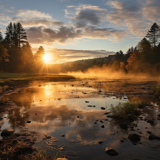 Spettacolo dell'alba Paesaggio soleggiato Foto