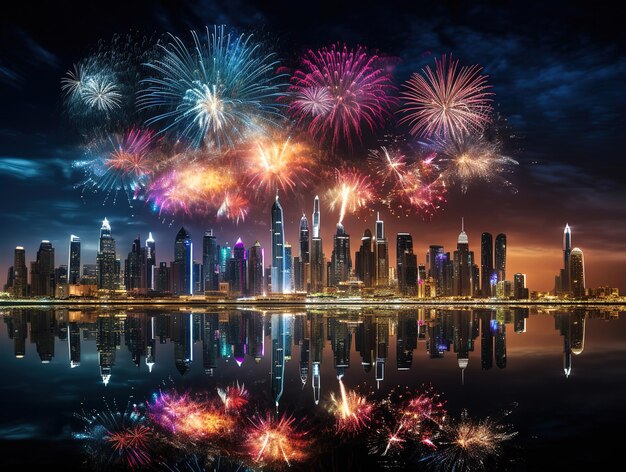 Spettacolo di fuochi d'artificio a Singapore