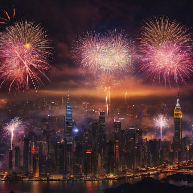 spettacolo di fuochi d'artificio di buon anno a Singapore