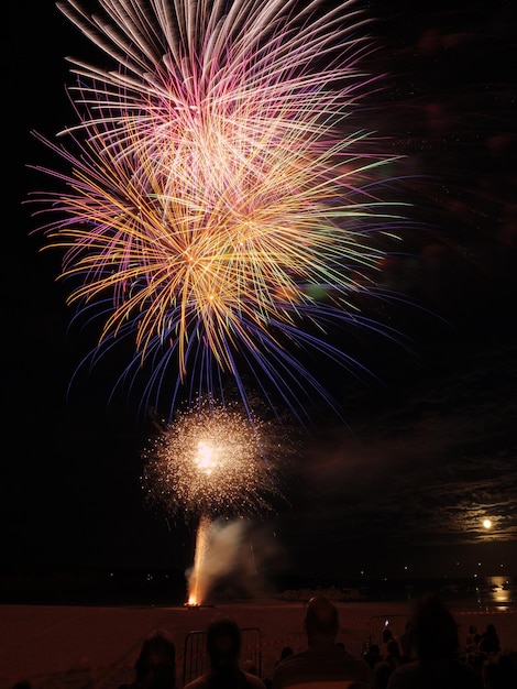 Spettacolo di fuochi d'artificio di notte