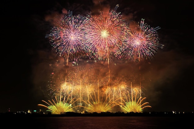 Spettacolo di fuochi d'artificio di notte