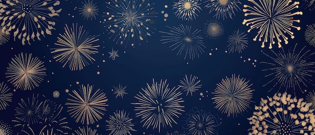 Spettacolo di fuochi d'artificio dorati nella celebrazione del cielo notturno