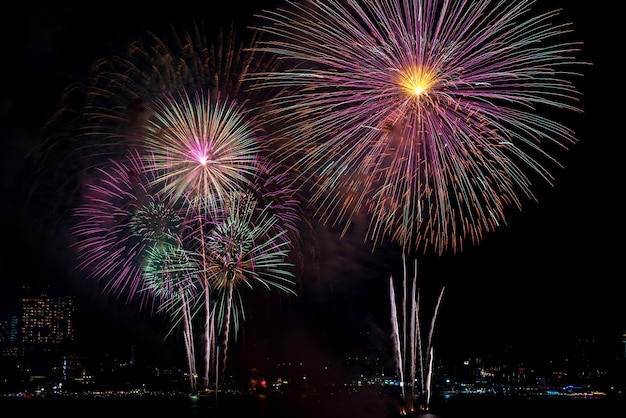 Spettacolo di fuochi d'artificio nel cielo notturno