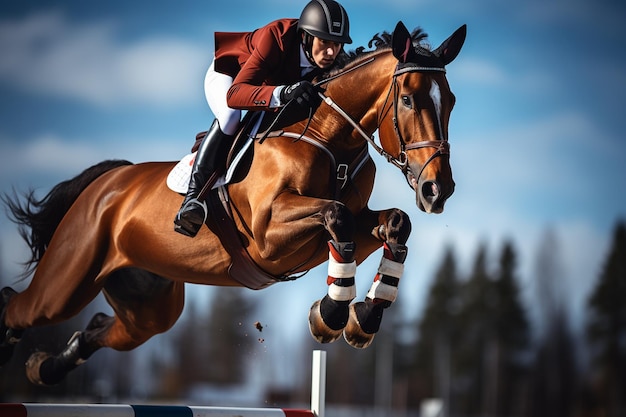 Spettacolo di salti a cavallo AI generativa