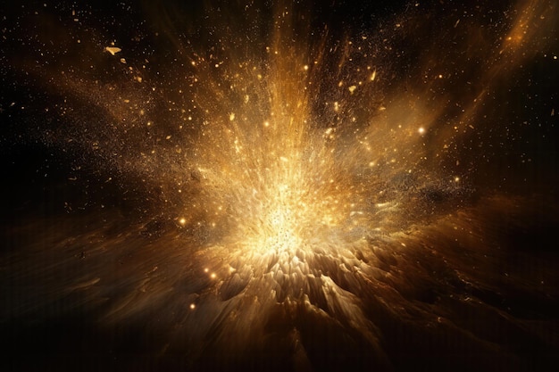 Spettacolo luminoso che cattura l'esaltazione delle particelle di energia della polvere d'oro