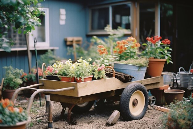 Spettro di attrezzi da giardinaggio Piante e decorazioni in armonia naturale xA