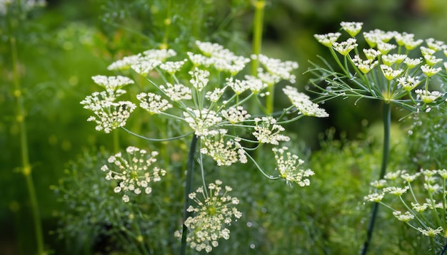 Spezie di aneto di fiori che crescono nel giardino