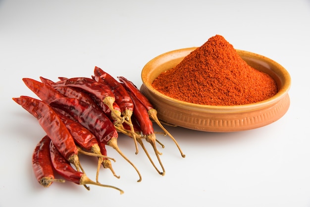 Spezie indiane Peperoncino rosso o polvere di lal mirch