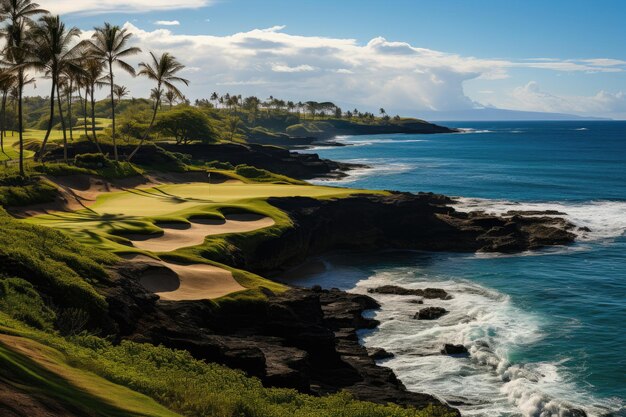 Spiagge dorate e campi da golf a Lanai Hawaii IA generativa