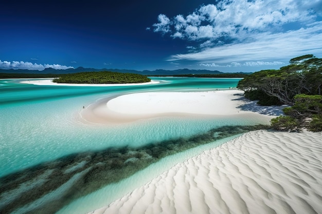 Spiagge paradisiache tropicali con spazio negativo di sabbia bianca per la copia