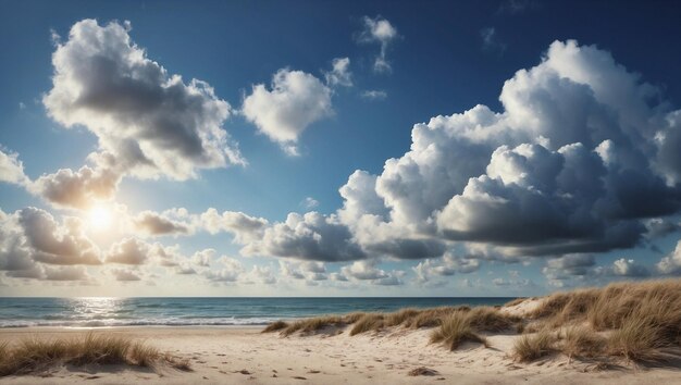 spiaggia con la fotografia del cielo blu limpido